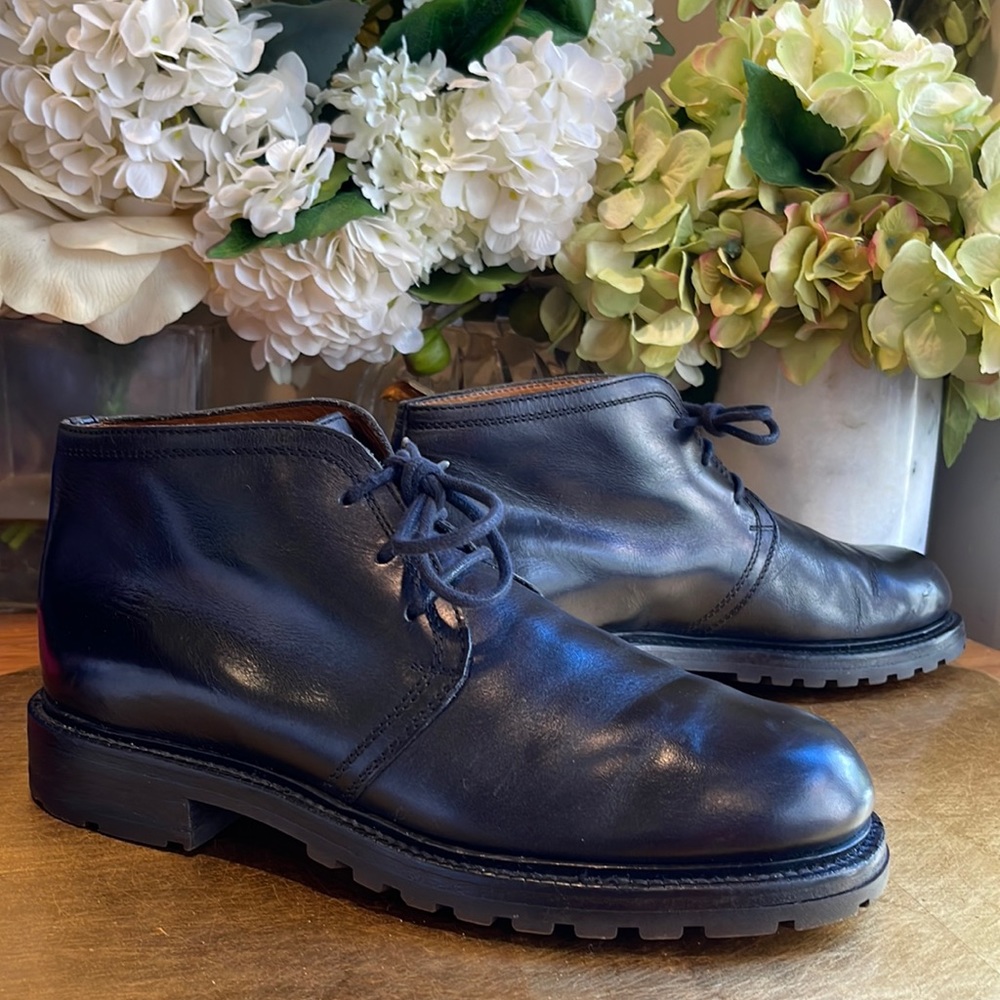 Vintage Bruno Magli Lug Sole Chukka Boot in Black Leather